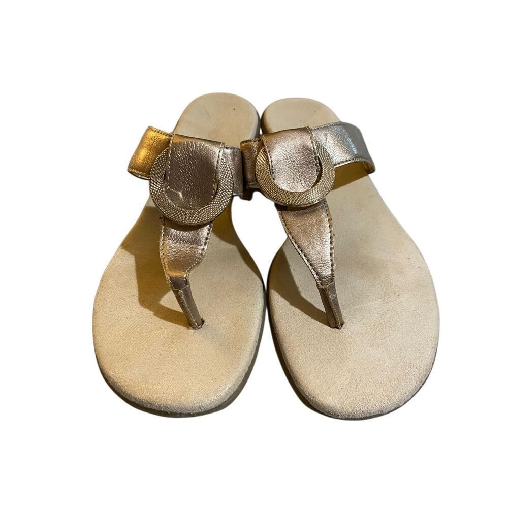 Aerosoles supper club flip-flop gold tone sandals, 7.5 comfort